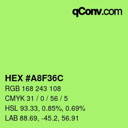 カラーコード: HEX #A8F36C | qconv.com