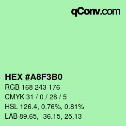 Color code: HEX #A8F3B0 | qconv.com