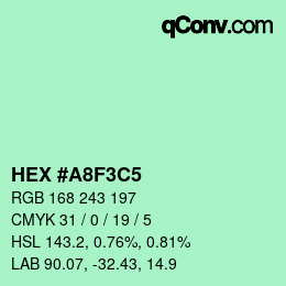 カラーコード: HEX #A8F3C5 | qconv.com