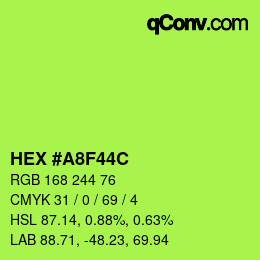 Color code: HEX #A8F44C | qconv.com