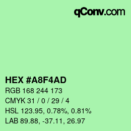 Color code: HEX #A8F4AD | qconv.com