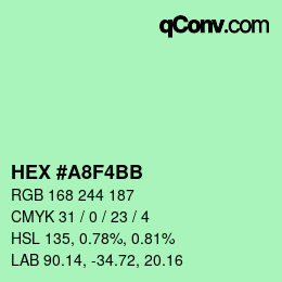 Color code: HEX #A8F4BB | qconv.com