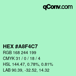 Color code: HEX #A8F4C7 | qconv.com