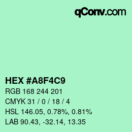 カラーコード: HEX #A8F4C9 | qconv.com