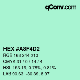 カラーコード: HEX #A8F4D2 | qconv.com