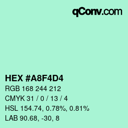 Color code: HEX #A8F4D4 | qconv.com