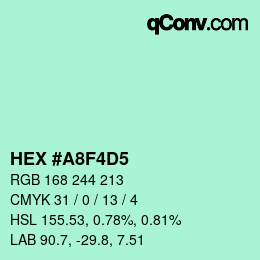カラーコード: HEX #A8F4D5 | qconv.com