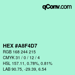 カラーコード: HEX #A8F4D7 | qconv.com