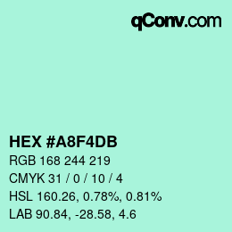 カラーコード: HEX #A8F4DB | qconv.com