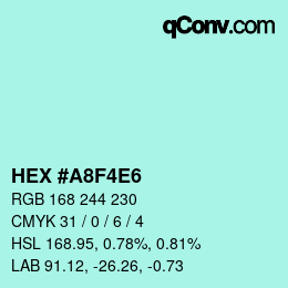 カラーコード: HEX #A8F4E6 | qconv.com