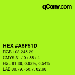 カラーコード: HEX #A8F51D | qconv.com