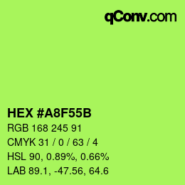 Color code: HEX #A8F55B | qconv.com