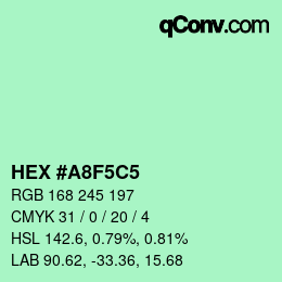 颜色代码: HEX #A8F5C5 | qconv.com
