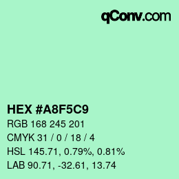 颜色代码: HEX #A8F5C9 | qconv.com