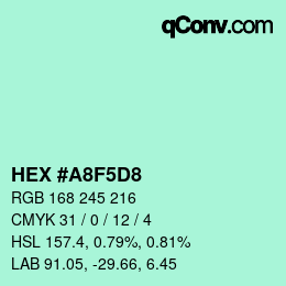 カラーコード: HEX #A8F5D8 | qconv.com