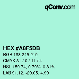 カラーコード: HEX #A8F5DB | qconv.com