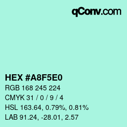 カラーコード: HEX #A8F5E0 | qconv.com