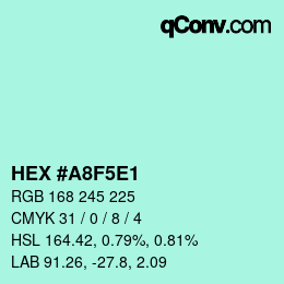 カラーコード: HEX #A8F5E1 | qconv.com