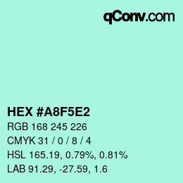 Color code: HEX #A8F5E2 | qconv.com