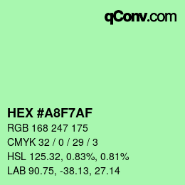 Color code: HEX #A8F7AF | qconv.com