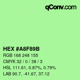颜色代码: HEX #A8F89B | qconv.com