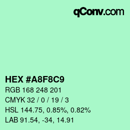 カラーコード: HEX #A8F8C9 | qconv.com