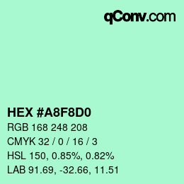Color code: HEX #A8F8D0 | qconv.com