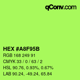 Color code: HEX #A8F95B | qconv.com