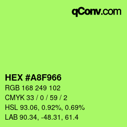 カラーコード: HEX #A8F966 | qconv.com