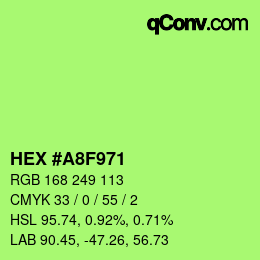 Color code: HEX #A8F971 | qconv.com