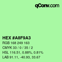 Color code: HEX #A8F9A3 | qconv.com
