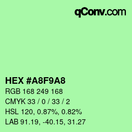 カラーコード: HEX #A8F9A8 | qconv.com