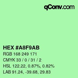 Color code: HEX #A8F9AB | qconv.com