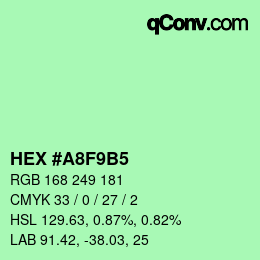 Color code: HEX #A8F9B5 | qconv.com