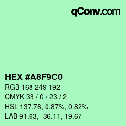 Color code: HEX #A8F9C0 | qconv.com