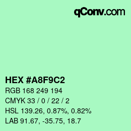 Farbcode: HEX #A8F9C2 | qconv.com