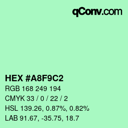 Color code: HEX #A8F9C2 | qconv.com