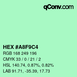 Color code: HEX #A8F9C4 | qconv.com