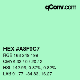 カラーコード: HEX #A8F9C7 | qconv.com