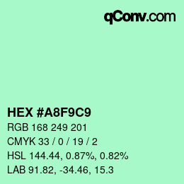 Color code: HEX #A8F9C9 | qconv.com