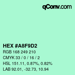 Color code: HEX #A8F9D2 | qconv.com