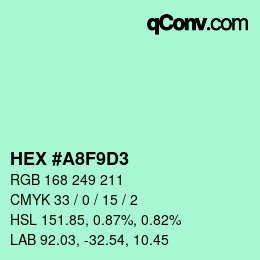 カラーコード: HEX #A8F9D3 | qconv.com