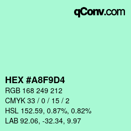 Color code: HEX #A8F9D4 | qconv.com