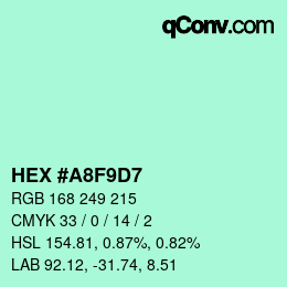 カラーコード: HEX #A8F9D7 | qconv.com