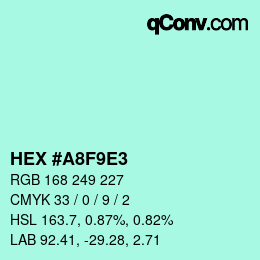 カラーコード: HEX #A8F9E3 | qconv.com