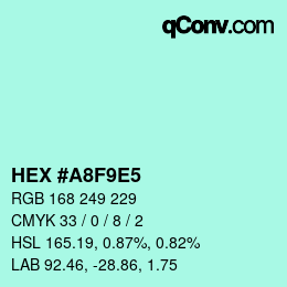 Color code: HEX #A8F9E5 | qconv.com