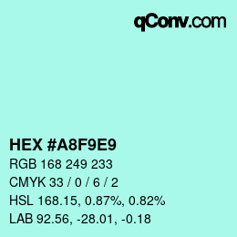 Color code: HEX #A8F9E9 | qconv.com