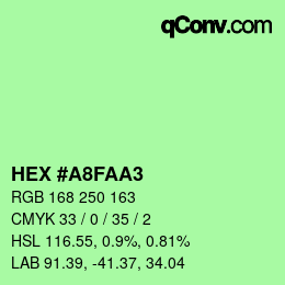 颜色代码: HEX #A8FAA3 | qconv.com