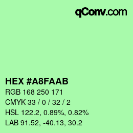 カラーコード: HEX #A8FAAB | qconv.com