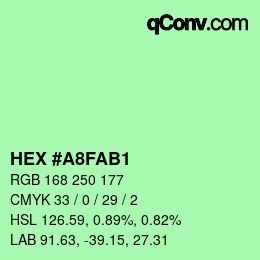 Color code: HEX #A8FAB1 | qconv.com